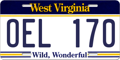 WV license plate OEL170