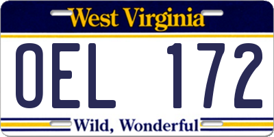 WV license plate OEL172