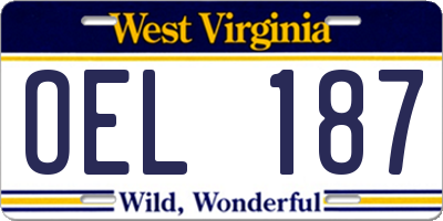 WV license plate OEL187