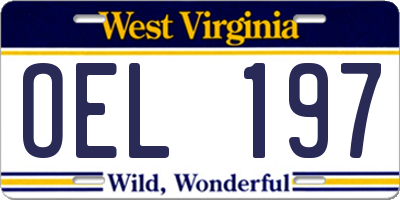 WV license plate OEL197