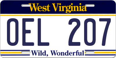 WV license plate OEL207