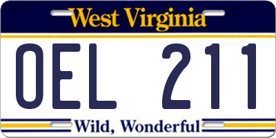 WV license plate OEL211