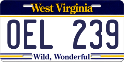 WV license plate OEL239