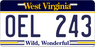 WV license plate OEL243