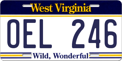 WV license plate OEL246