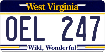 WV license plate OEL247