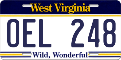 WV license plate OEL248