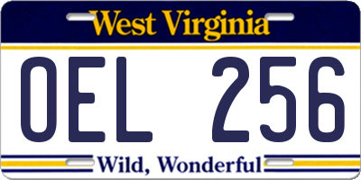 WV license plate OEL256