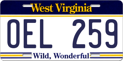WV license plate OEL259