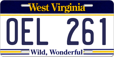 WV license plate OEL261