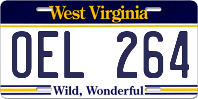WV license plate OEL264