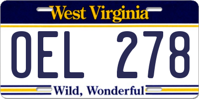 WV license plate OEL278