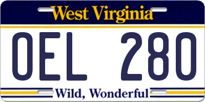 WV license plate OEL280