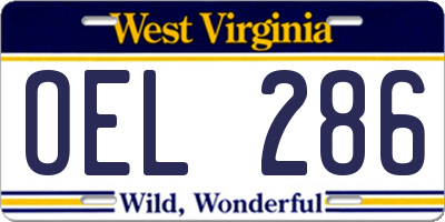 WV license plate OEL286