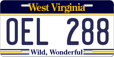 WV license plate OEL288