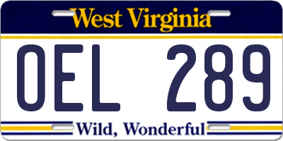 WV license plate OEL289