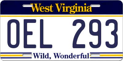 WV license plate OEL293