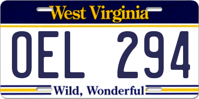 WV license plate OEL294