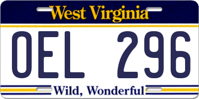 WV license plate OEL296