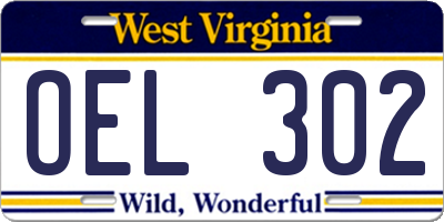 WV license plate OEL302