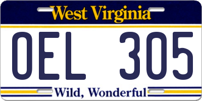 WV license plate OEL305