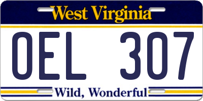 WV license plate OEL307