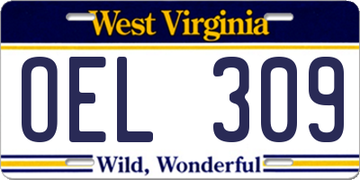 WV license plate OEL309