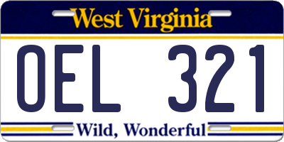 WV license plate OEL321