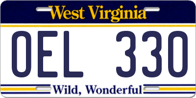 WV license plate OEL330