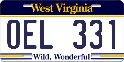 WV license plate OEL331