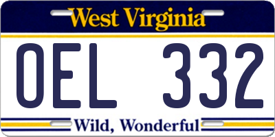 WV license plate OEL332