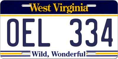 WV license plate OEL334