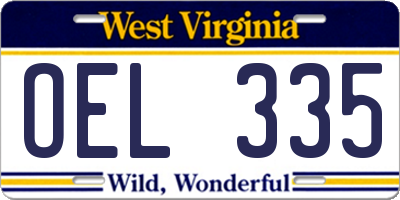 WV license plate OEL335