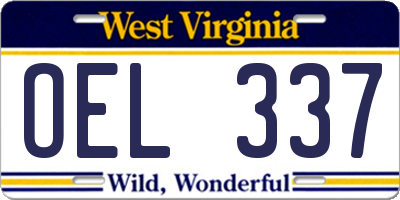 WV license plate OEL337