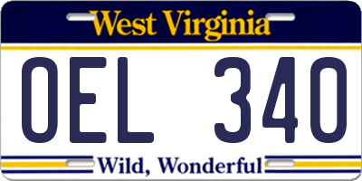 WV license plate OEL340