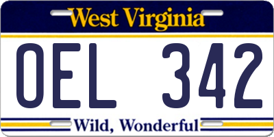 WV license plate OEL342