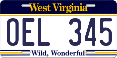 WV license plate OEL345