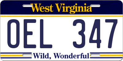 WV license plate OEL347