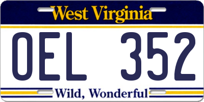 WV license plate OEL352