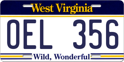 WV license plate OEL356