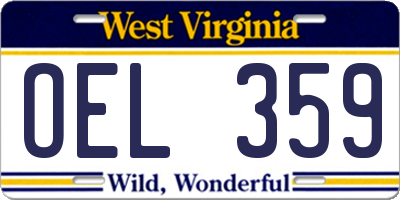 WV license plate OEL359