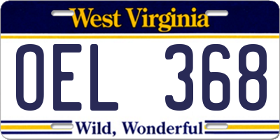WV license plate OEL368