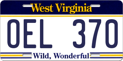WV license plate OEL370