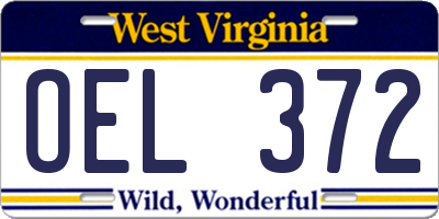 WV license plate OEL372