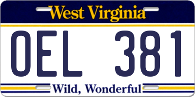 WV license plate OEL381