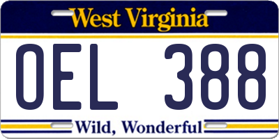WV license plate OEL388