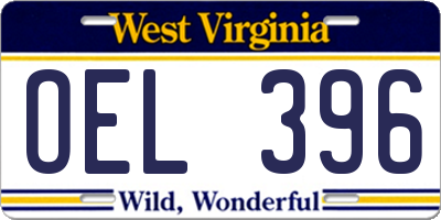 WV license plate OEL396