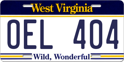 WV license plate OEL404