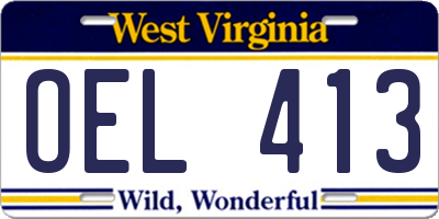 WV license plate OEL413