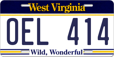 WV license plate OEL414